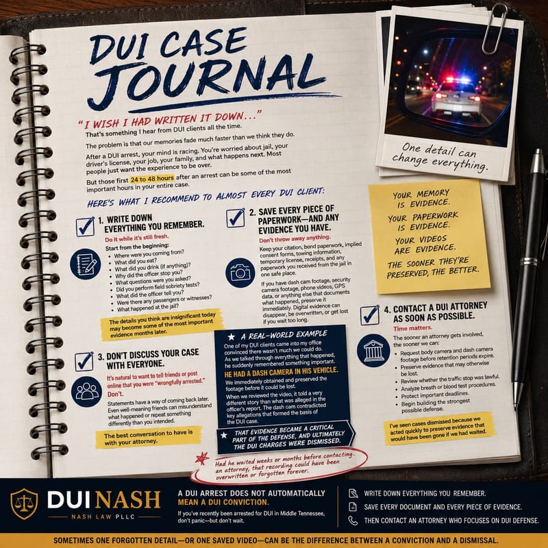 The DUI Case Journal: Don't Let Details Fade